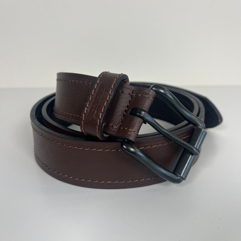 Dickies Brown Leather Belt Gunmetal Buckle Size 42/105 Workwear Casual